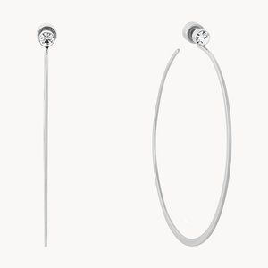 Michael Kors Cubic Zirconia Whisper Hoop Silver Tone Earrings Medium